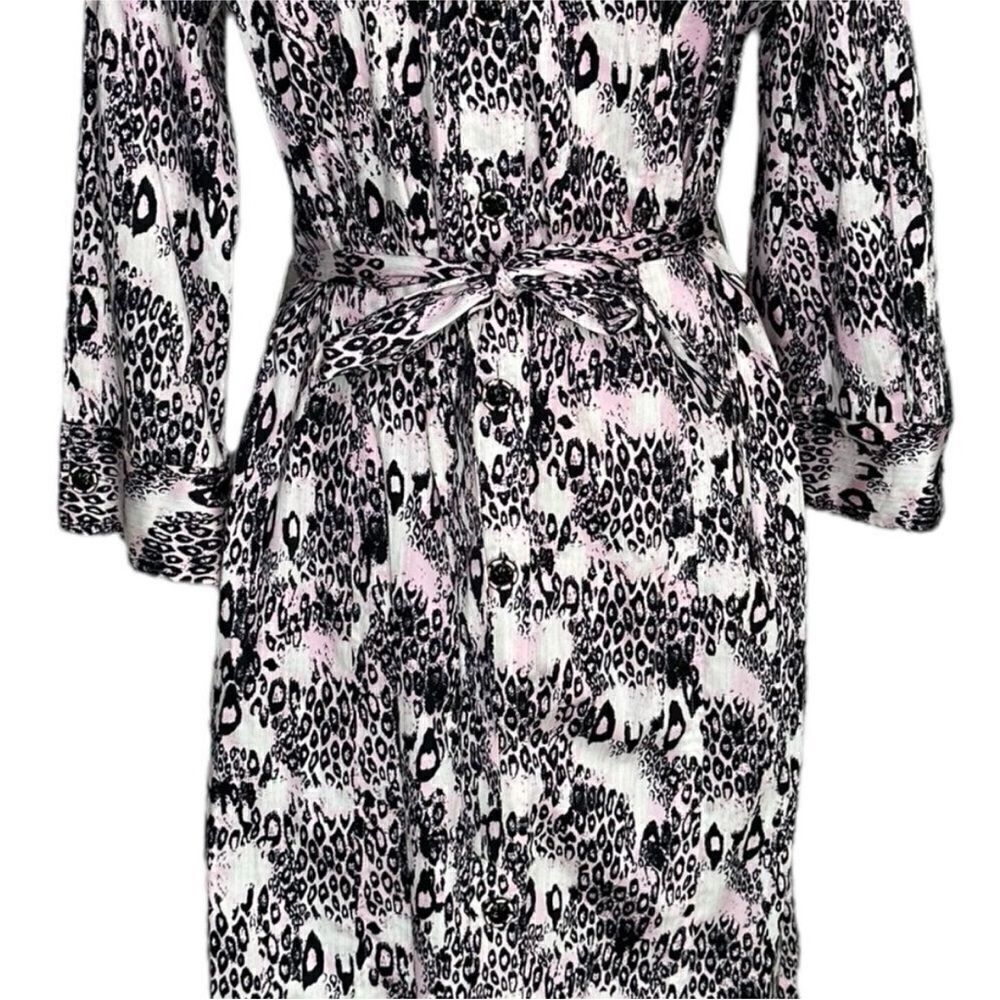 St. John Sport Pink and Black Leopard Print Shirt Dress| Size M - Picture 6 of 9